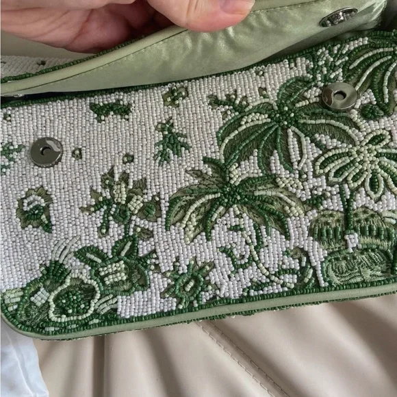 RARE Staud Tommy Beaded Bag - Green and White NWT - Picture 7 of 10